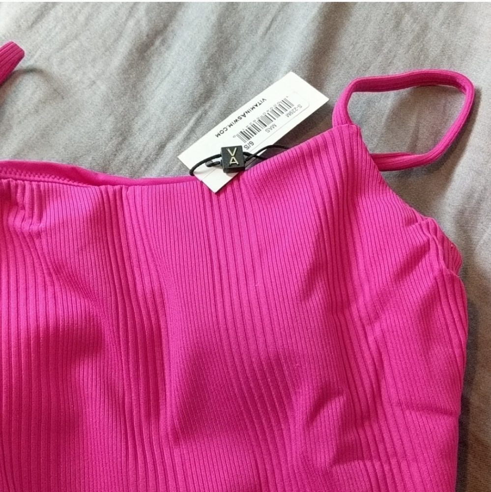 Vitamin A Jenna High Leg One Piece EcoRib Swimsuit Malaia Pink - Picture 3 of 6